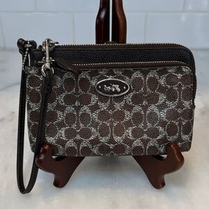 Coach Wristlet Bag Purse Saffiano Leather Mini C Signature Pouch Clutch Wallet